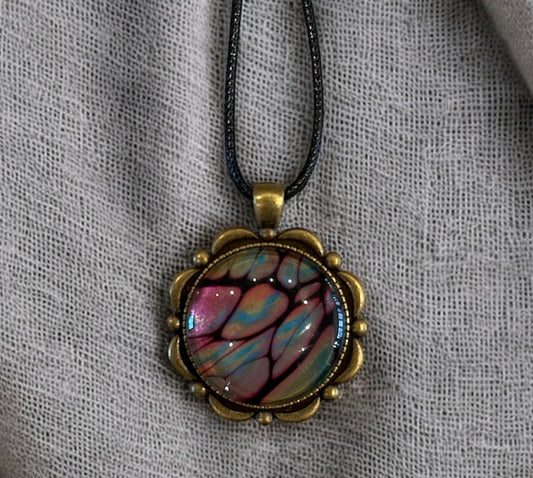 Original Abstract Art - Pendant 30mm - Necklace - Fluid Art - Wearable Art - Functional Art